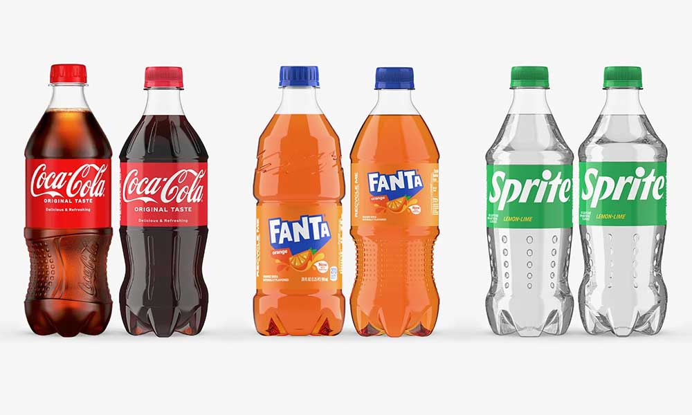 Bottle comparisons for Coca Cola, Fanta and Sprite