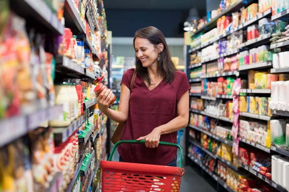 consumer looking at food packaging