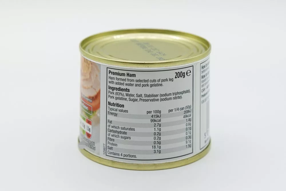 food ingredients label